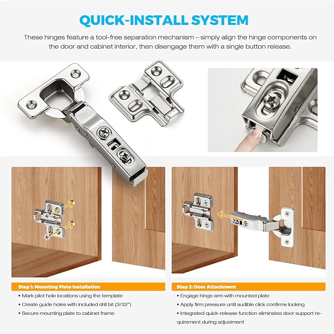 HOME EDIT 5 Pairs 10 Pack European Full Overlay Soft Close Cabinet Hinges Concealed Kitchen Cabinet Hinges Heavy-Duty Frameless Adjustable for Cupboard Hardware