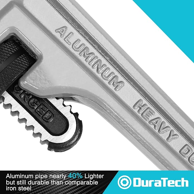 DURATECH 3-Piece Aluminum Straight Pipe Wrench Set, 10",14" and 18" | Adjustable Plumbing Wrench Set, Heavy Duty, Drop Forged, Exceed GGG standard