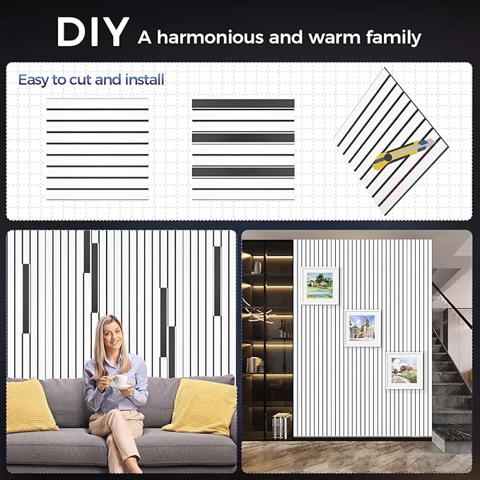 BSHEAD 8 Pack 2-Layer Large Soundproof Wall Panels, 15.7 x 15.7 x 0.43 in Sound Proof Foam Panels for Walls, 0.9lb/ft³ High Density, 3D Acoustic Panels,Artistic Noise Dampening Panels White&Black