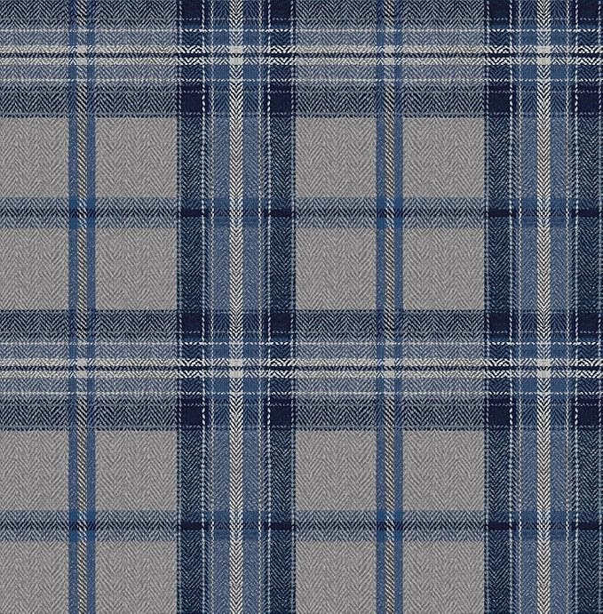 NextWall Harry & Grace Herringbone Plaid Premium Matte Non-Woven Peel and Stick Wallpaper (Blue Smoke)