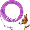Tie Out Cable for Dogs,10/20/30/50/100FT Dog Leads for Yard Chew Proof,Heavy Duty Tie Out Cable for Large Dogs Up to 125lbs,Dog Runner Tether (Purple, 125Ibs 50ft)