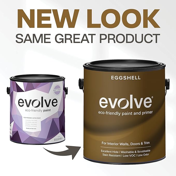 EVOLVE Paint & Primer: Environment-friendly, Low Sheen with One-coat Coverage for Interior & Exterior surfaces (Soft Violet, 5-Gallon)