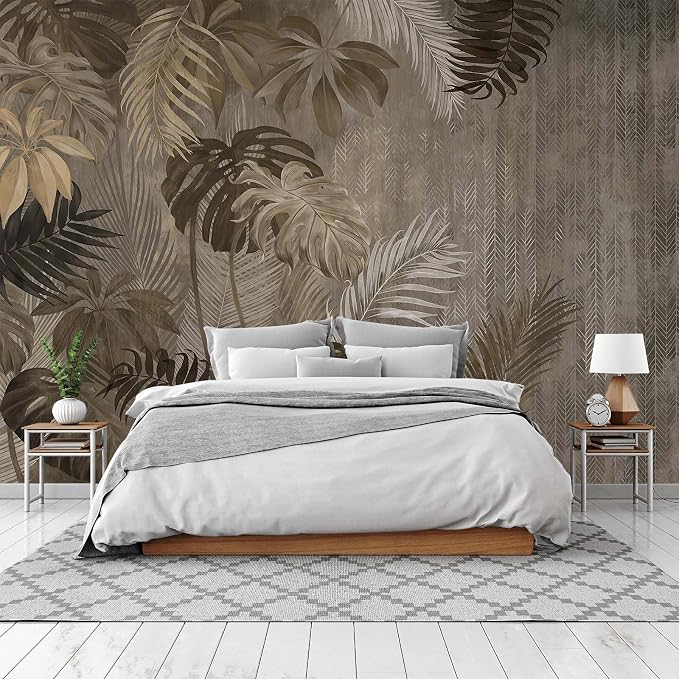 Cliouar-Turtle Backed Bamboo Plantain Leaf Plant Wall Mural Wallpaper for Bedroom Living Room 158" x 110" (Not Peel and Stick)