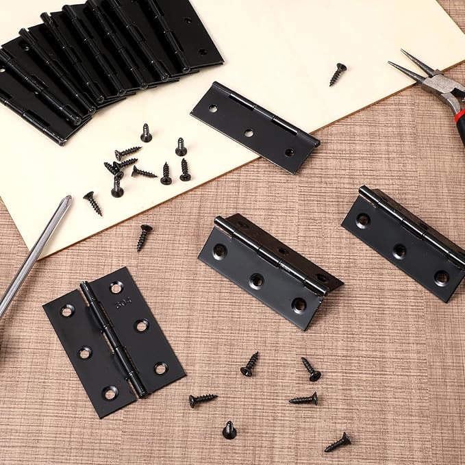 20 Pack Black Door Hinges 3 Inch, Stainless Steel Folding Hinges Interior Hinge Black Butt Hinge for Furniture Wooden Box Chest Window Case Lid Home Use