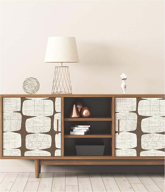 RoomMates RMK12349PL Mid-Century Beads Peel and Stick Wallpaper, Brown