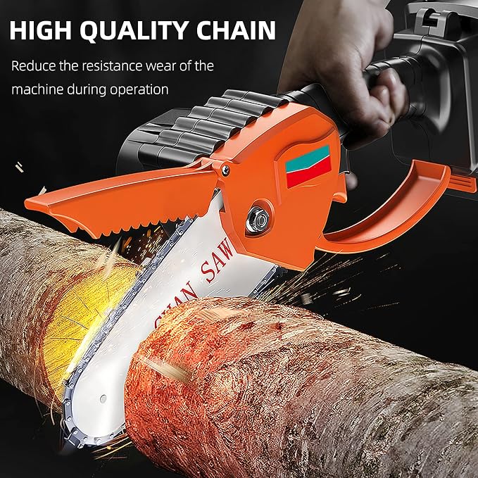 [4Chains+1Bar] 4 Inch Mini Chainsaw Chain with Replacement Saw Chain Bar, 4 Inch Replacement Chains for Portable Mini Chainsaw for Wood Branch Cutting 1/4LP Pitch .043" Gauge 28 Drive Links