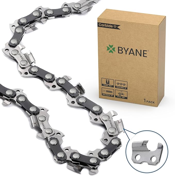 BYANE 20-Inch Carbide Chainsaw Chain .325" Pitch .063" Gauge 81 Drive Links | Fits Stihl MS271, MS290, MS291, MS261, and MS310