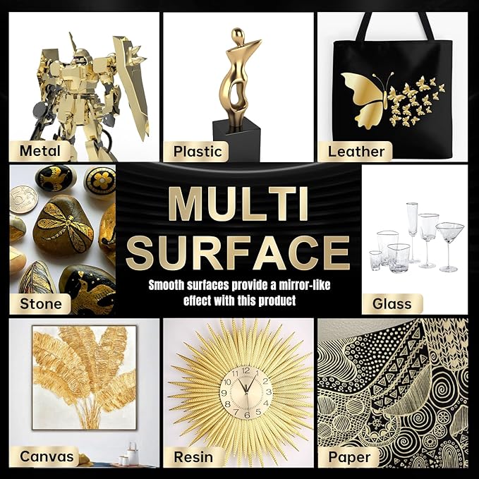 1PK Dual Tip Permanent Mirror Chrome Gold Marker – Metallic Gold Paint Pen for Metal, Plastic, Fabric, Jewelry, Model Painting, Touch-Up & Repair Kit, 2 Tips (0.7mm & 3mm Reversible Tip)