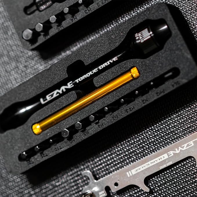 LEZYNE Torque Drive Bike Multi-Tool, CNC Machined Aluminum, Magnetic Hold, 11 Interchangeable Bits, Cross-Head & Flathead, Compact, Portable Bicycle Torque Wrench Kit