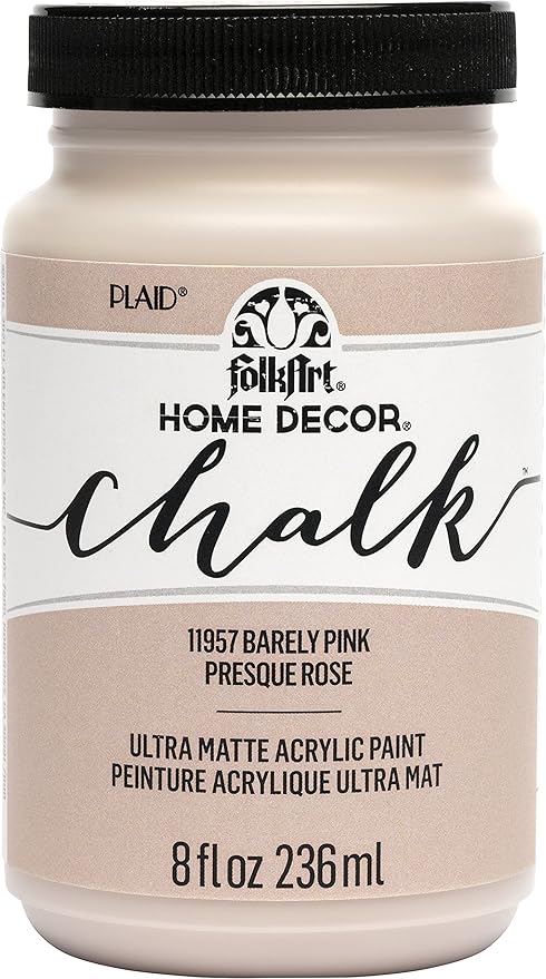 FolkArt, Barely Pink Assorted Home Décor 8 fl oz / 236 ml Acrylic Chalk Paint For Easy To Apply DIY Arts And Crafts, Ultra Matte Finish, 11957