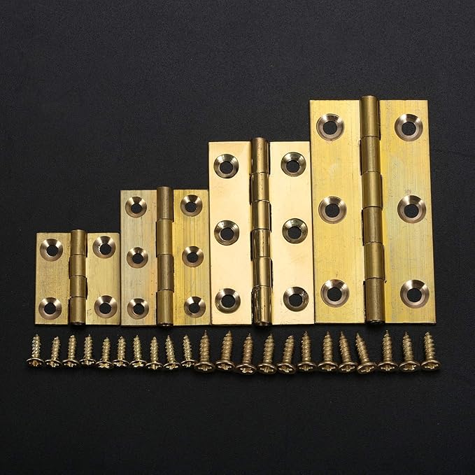 dophee 4Pcs Pure Brass Mini Hinges, Folding Butt Hinges for Drawer Cabinet Cupboard Door Jewelry Box Wooden Case Furniture, 2 Inch