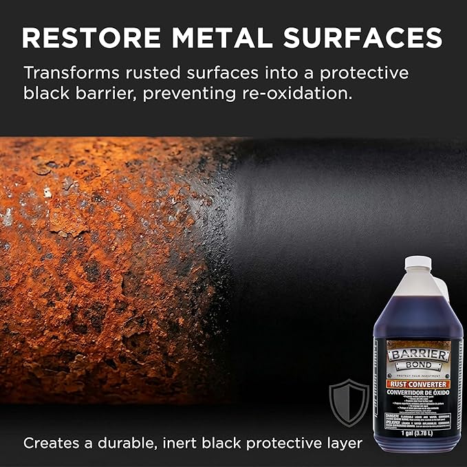 Custom Shop Barrier Bond - Rust Converter, 1 Gallon, Anti-Rust Metal Coating, Rustpoofing Protection, Rust Remover & Inhibitor