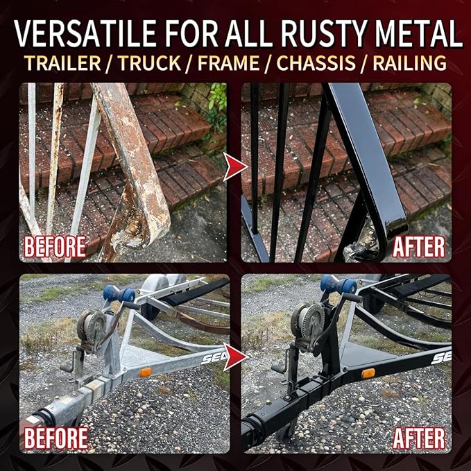 2 in 1 Rust Converter & Metal Primer, 35 oz Black Rust Reformer Paint for Metal, Frame, Trailer, Truck, Car Chassis, Heat-Resistant Rust Encapsulator & Inhibitor with Long-Term Protection,Matte Black