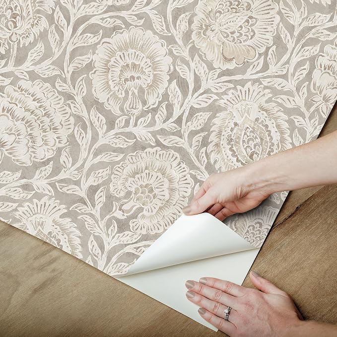 Nabela Noor Home NuWallpaper Aliviya Peppercorn Peel and Stick Wallpaper, NNS6508