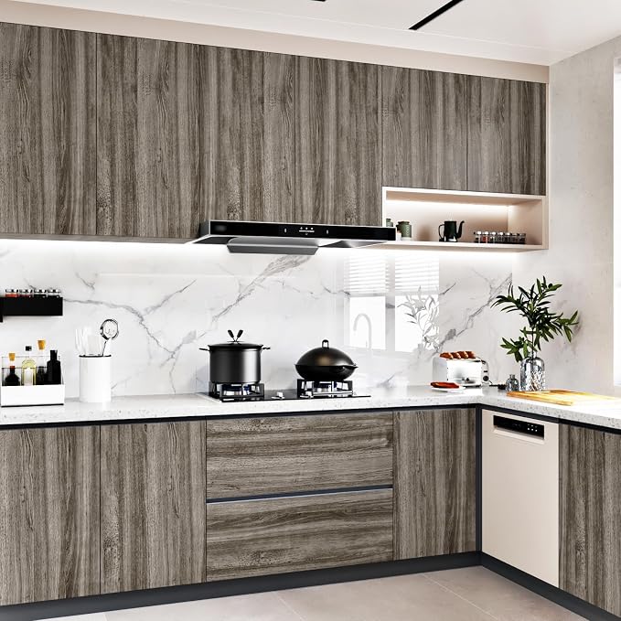WESTICK Brown Wood Countertop Peel and Stick Wood Wallpaper Vintage Wood Contact Paper Self Adhesive Rustic Wooden Vinyl Wrap for Countertops Tables Bathroom Cabinets 15.8” x 78”