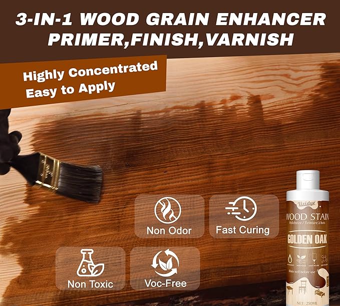 Wood Stain, 8.5oz/250ml Water Based Wood Stain for Indoor and Outdoor Furniture, Cabinet, Wood Panel, Door, Trim and More - Fast Drying, Low Odor＆Non-Toxic, Easy to Apply, Multiple Finishes (Walnut)