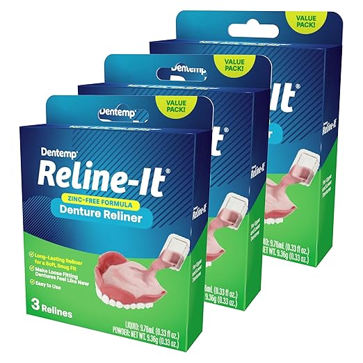 Dentemp Denture Reline Kit Value Pack - Advanced Formula Reline It Denture Reliner - Denture Kit to Refit and Tighten Dentures for Both Upper & Lower Denture (3 Pack (9 Relines))