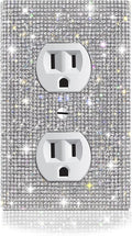 1 PC Shiny Silver Rhinestones Outlet Covers Wall Plates Light Switch Cover Plate Rhinestones Outlet Plate Decoration Outlet Switch Cover Wall Plate Outlet Cover