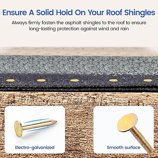 meite 7,200PCS Coil Roofing Nails 1-Inch Leg for Roofing Nailer Gun, 15 Degree Round Head Wire-Weld Collated Roofing Nails, Smooth Shank Electro Galvanized Nails for Roofs Repair Asphalt Shingles
