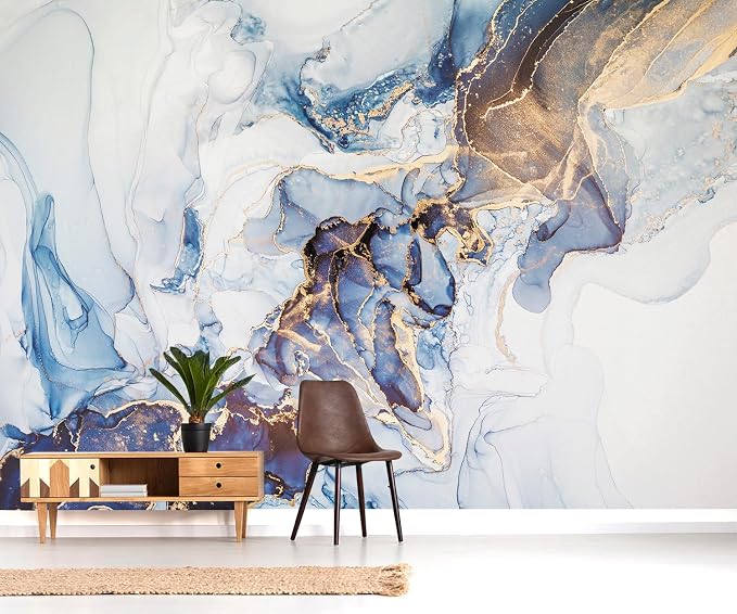 YQWDMX - Gray and Gold Marble Peel and Stick Wallpaper Abstract Mural for Bedroom ZY05 S