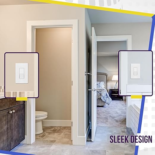 ENERLITES Matte White Light Switch With Screwless Wall Plate, Decorator Paddle Rocker Wall Switch, 3-Way, 3 Wire, Grounding Screw, Residential Grade, 15A 120V/277V, UL Listed, 93150-MW-20PCS (20 Pack)