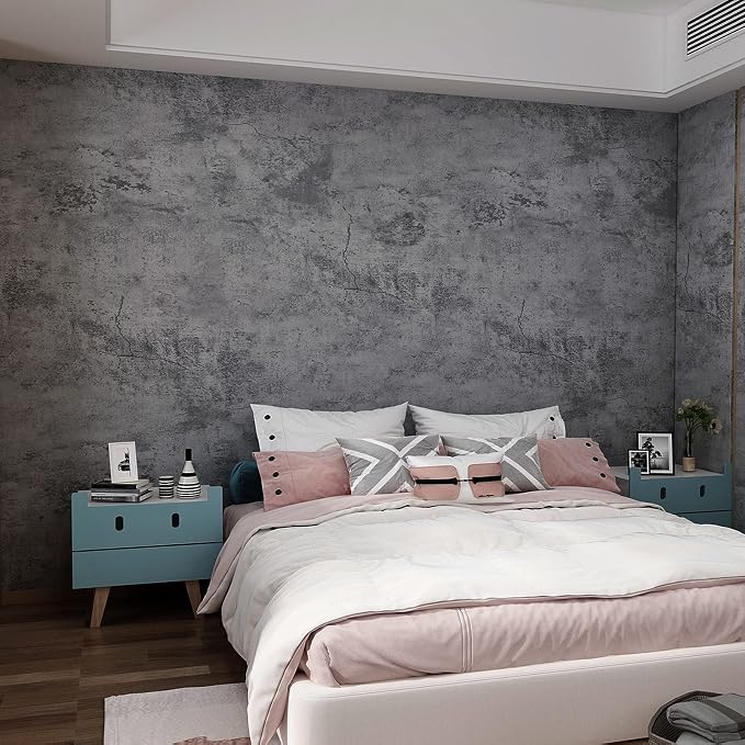 3yecao 48"×79" Wide Thick Dark Blue Grey Cracked Concrete Wallpaper Peel and Stick Waterproof Gray Concrete Contact Paper Vinyl Industrial Cement Wall Sticker for Countertops Desk Kitchen