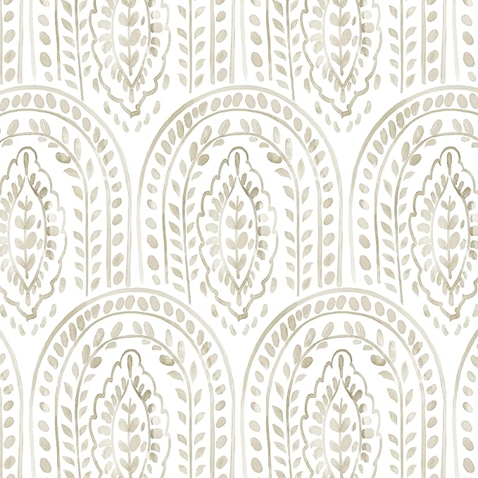 Peel and Stick Wallpaper Modern Wall Paper Boho Removable Wallpaper Peel and Stick Brown and White Self-Adhesive Contact Paper for Bathroom Bedroom Kitchen Wall Decor 17.3" x 394"