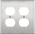 ENERLITES Double Duplex Receptacle Metal Wall Plate, Stainless Steel Socket Outlet Switch Cover, Corrosive Resistant, 2-Gang 4.50" x 4.57", 7722, 430, UL Listed, Silver, Standard Size