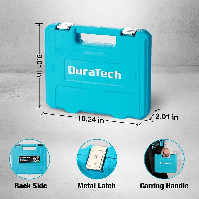 DURATECH 1/2" Drive Impact Swivel Socket Set, 13 Pcs Shallow Wobble Sockets | 10-24mm, Metric, Universal Joint Socket Set, Cr-Mo Steel, 6 Points, Organized in Sturdy Storage Case