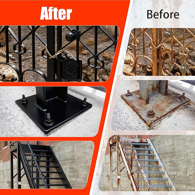 2-in-1 Rust Converter & Metal Primer, 71oz Black Rust Paint Inhibitor for Metal, Heat Resistance Car Rust Reformer, Long-Lasting Rust Encapsulator, Anti Rust Conversion Coating