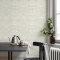 HueBurst William Morris Vintage Peel and Stick Wallpaper 17.7 x 1200in Grey Botanical Self Adhesive Removable Waterproof Contact Paper for Living Room Bedroom Cabinets Drawers Decor
