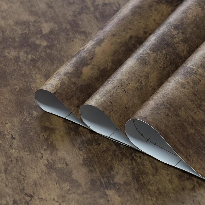 Dark Brown Concrete Wallpaper Peel and Stick Tan Cement Contact Paper Vintage Industrial Style Wall Paper 16x197inch Bubble-Free Design Matte Thicken Waterproof Self-Adhesive Vinyl Furniture Stickers