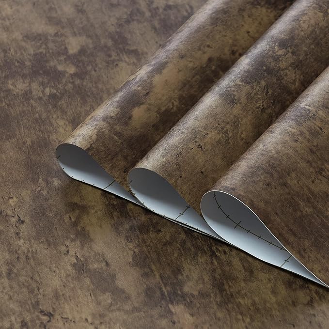 TOTIO Dark Brown Concrete Wallpaper Peel and Stick Brown Cement Contact Paper Vintage Industrial Wall Paper Roll 16x78inch Bubble-Free Design Matte Thicken Waterproof Self-Adhesive Vinyl Wall Sticker