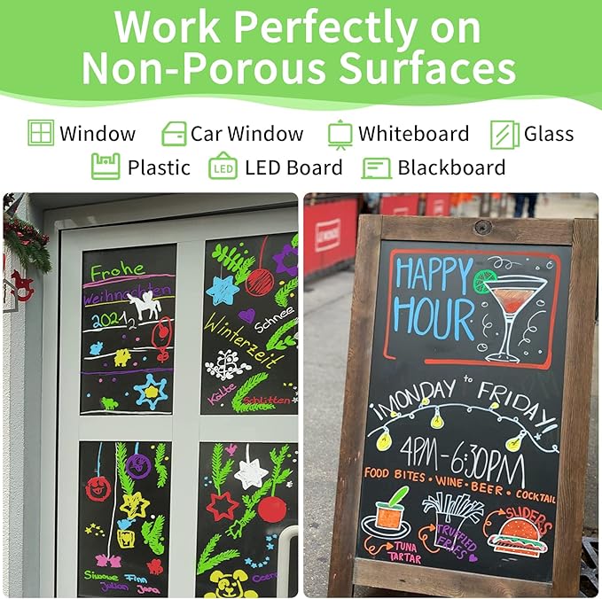 Versatile Jumbo Chalk Markers: 8 Vibrant Car Window Paint Markers Washable for Auto, 15mm Bold Tip for Blackboards, Bistro Menus, Chalkboards, Mirrors, and Glass. Perfect for Teachers and Businesses
