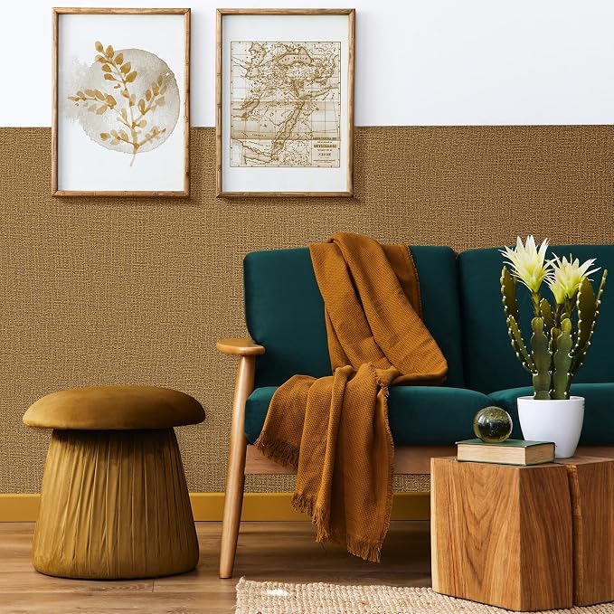WADILE Grasscloth Peel and Stick Wallpaper 15.7in x 78.7in, Textured Contact Paper for Cabinets, Faux Linen Wall Paper Pull and Stick, Fabric Vinyl Wallpaper Self Adhesive Coffee | Textured contact paper, Faux linen, Vinyl material, Cabinets, Self adhe...