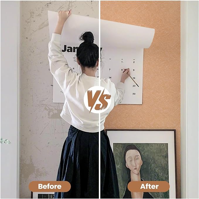 Cream Peel and Stick Self Adhesive Wallpaper Countertop Contact Paper | Orange Removable Embossed Silk Waterproof Bathroom Wallpaper 15.7" X 393.7" Kitchen Vinyl Wrap for Cabinet Shelf Liner Paper