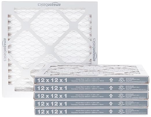 Amazon Basics MERV 8 AC Furnace Air Filter, 12x12x1 inches, 6-Pack, Dust, Pet & Allergy Control, Electrostatic (Actual Size: 11.75" x 11.75" x 0.75")