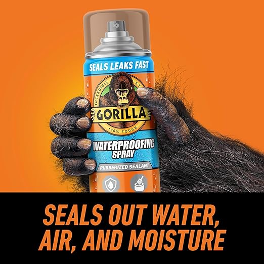 Gorilla Waterproofing Spray, Rubberized Sealant, Clear, 14 Ounce (Pack of 1) - Seals Out Water, Air, and Moisture