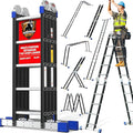 7 in 1 Ladder 19.7ft Multi-Purpose Extension Ladders, Folding Adjustable Aluminium Telescoping Step Folding Ladder 330lbs
