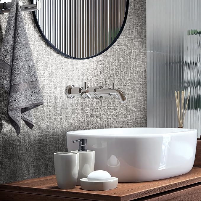 WADILE Grasscloth Peel and Stick Wallpaper 15.7in x 787.4in, Textured Contact Paper for Cabinets, Faux Linen Wall Paper Pull and Stick, Fabric Vinyl Wallpaper Self Adhesive Light Gray | Textured contact paper, Faux linen, Vinyl material, Cabinets, Self...