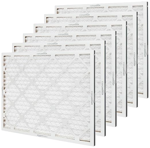Amazon Basics 20x25x1 Air Filter 6-Pack, MERV 8 AC Furnace Filters, Removes Dust, Electrostatic, Allergy Control (Actual Size: 19.75" x 24.75" x 0.75")