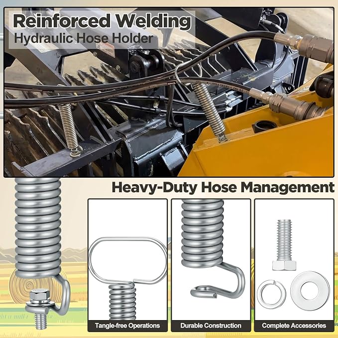 2 Pcs Hydraulic Hose Hanger Spring Clamp for Tractor, Sliver