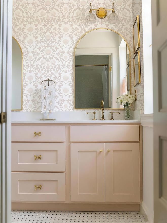 YXTII 590.5" × 17.3" Pink Peel and Stick Wallpaper, Floral Wallpaper for Bedroom Bathroom Self Adhesive Removable