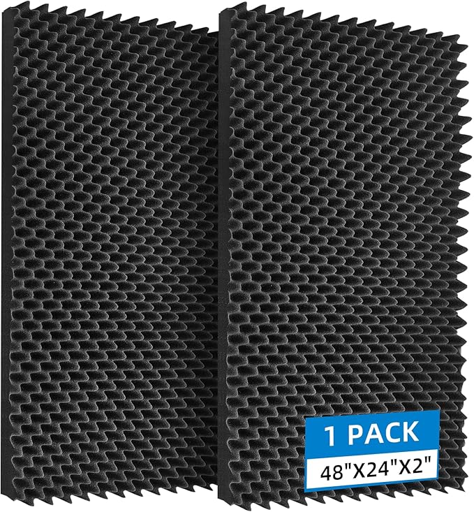 1 Pcs Sound Proof Foam Panels |48"×24"×2" Quick-Recovery Soundproof Wall Panels | High Density Sound Dampening Panels for Home Studio,(Black)