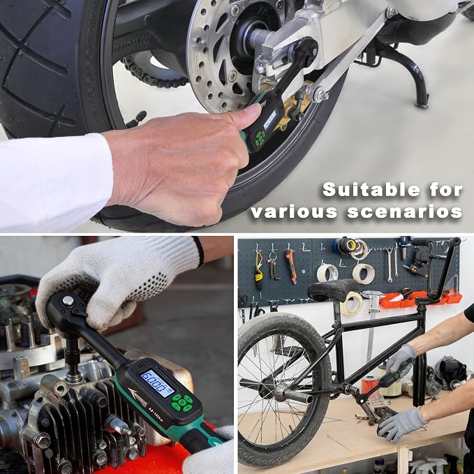 AEROFORCE Digital Torque Wrench - 3/8 Inch Drive Electric Torque Wrench (6.8-135Nm), Features Dual-Direction Ratchet, ±2% Accuracy, Buzzer & LED Alerts, 4-Measurement Unit (Nm/lb.ft/in.lb/kgf.cm)