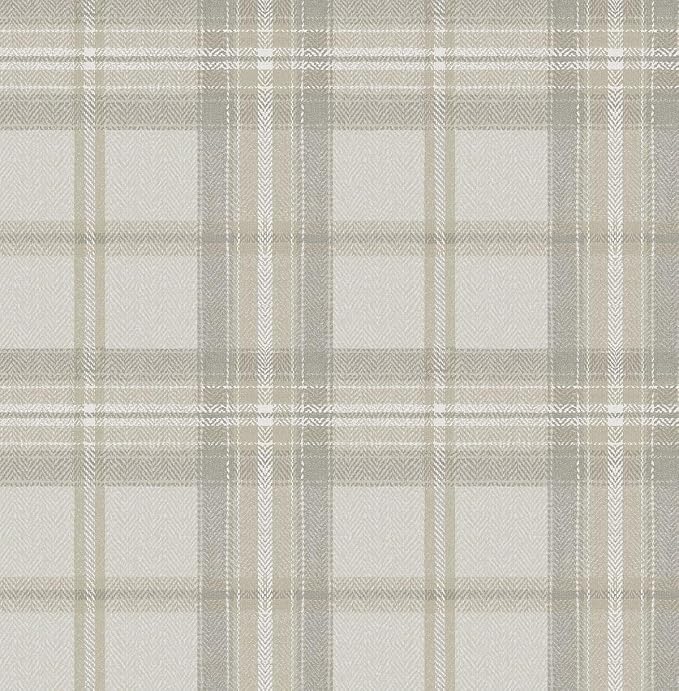 NextWall Harry & Grace Herringbone Plaid Premium Matte Non-Woven Peel and Stick Wallpaper (Frosted Calcutta)