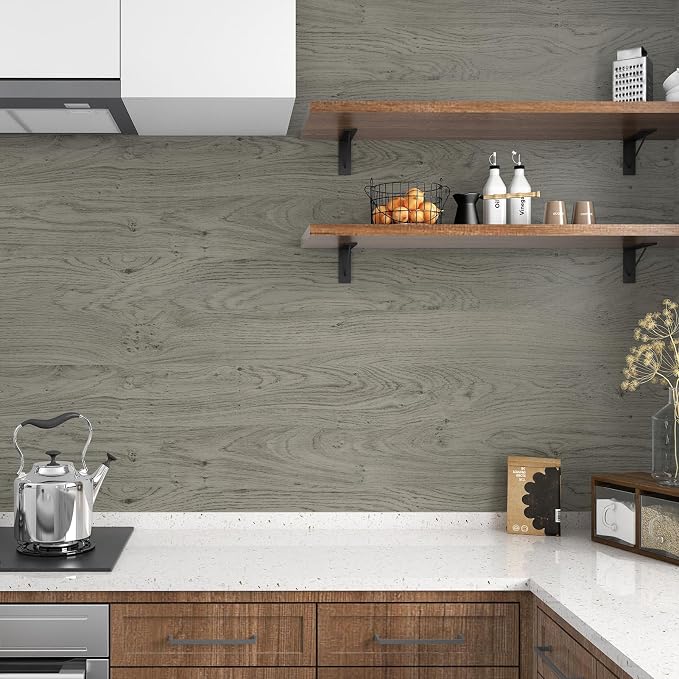 WESTICK Wood Grain Contact Paper Peel and Stick Wood Wallpaper for Cabinets Removable Rustic Wood Grain Contact Paper for Countertops Waterproof Furniture Drawers Liner Bathroom Walls 15.8" x 78"
