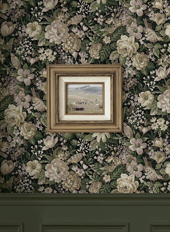 NextWall Vintage Bird Garden Peel and Stick Wallpaper