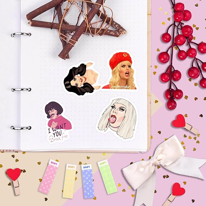 BulbaCraft Drag Queen Stickers for Water Bottle and Laptop - Pride Party Supplies, Decorations & Gifts, Waterproof Vinyl Decals, Gifts for Women & Men