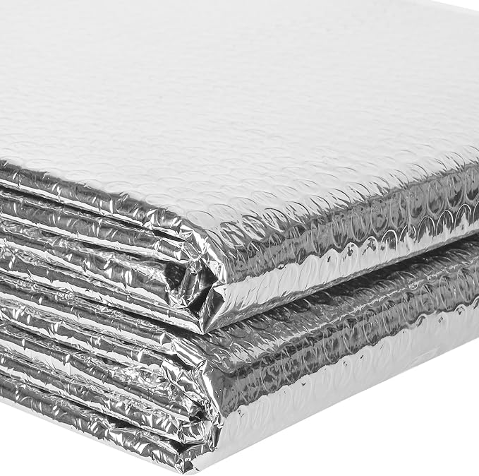 ToLanbbt Reflective Insulation Roll, 36IN x 10FT Double Bubble Wrap Insulation Sheet, Reflective Aluminum Foil 2MM Thermal Shield Radiant Barrier with 60 Pcs Adhesive Tapes for Window RV Attic Wall